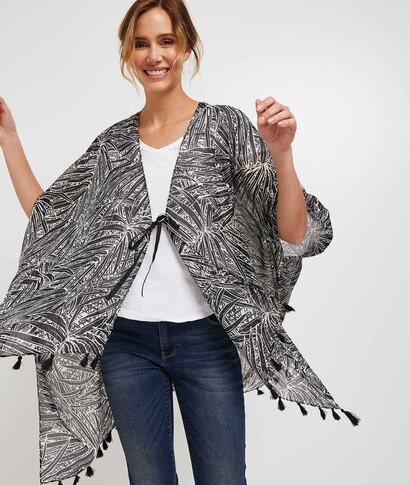 Paréo imprimé feuillages femme NOIR
