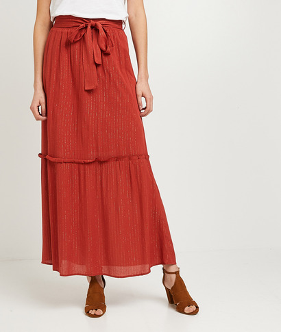 Jupon en viscose terracotta femme TERRACOTTA