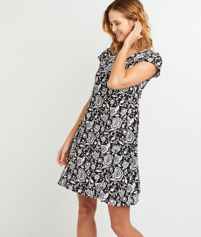 Robe imprimé noir et blanc femme NOIR