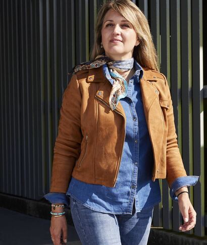Blouson en suédine femme CAMEL