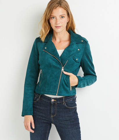 Blouson en suédine femme VERT