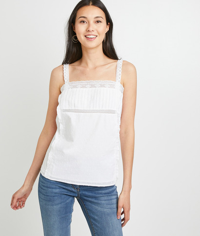 Débardeur blanc à dentelle femme BLANC