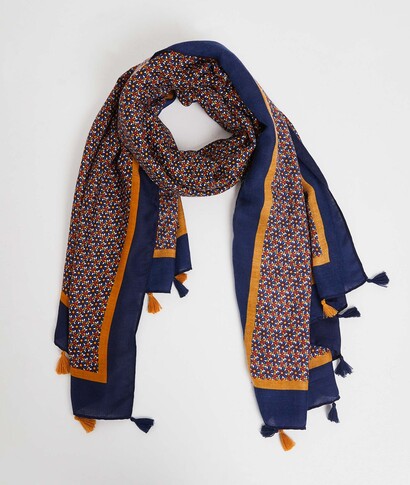 Foulard marine imprimé fleuri femme MARINE