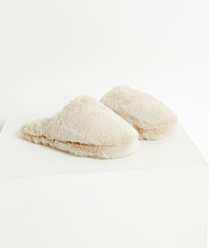 Chaussons fausse fourrure femme BEIGE