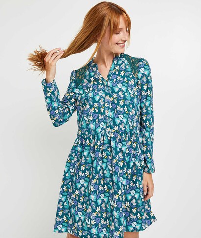 Robe fluide imprimée femme VERT