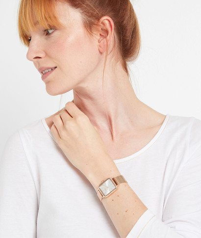 Montre cadran carré femme ROSE PALE