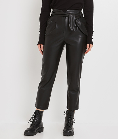 Pantalon similicuir à pinces femme NOIR