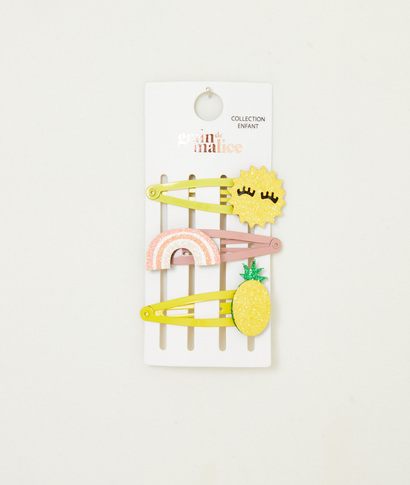 Set de 3 barrettes Summer effet glitter MULTI