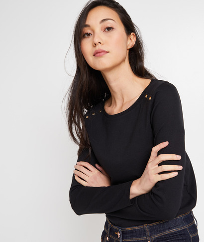 T-shirt col dégagé femme NOIR