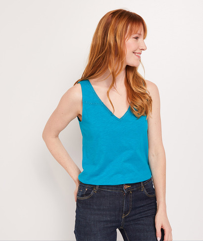 Débateur col V femme TURQUOISE