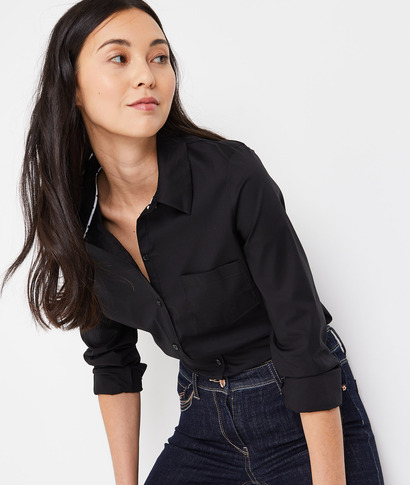 Chemise cintrée femme NOIR
