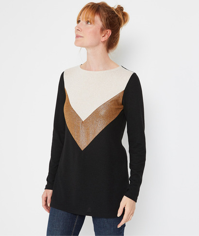 Tshirt long color block femme NOIR