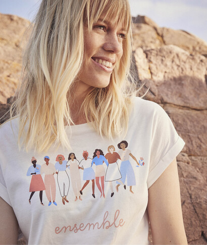 T-shirt blanc avec print femme BLANC