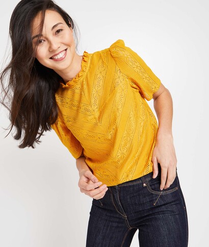T-shirt dentelle col victorien femme SAFRAN