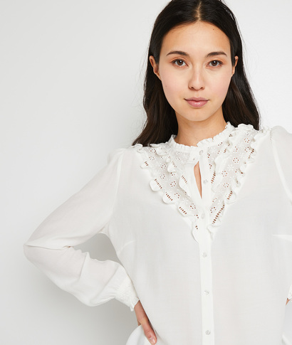 Chemise broderie anglaise femme BLANC CASSE