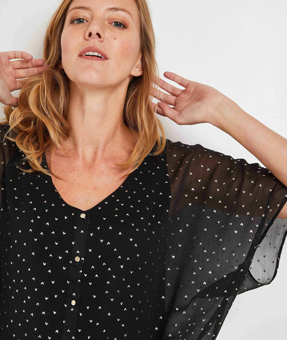 Tshirt fluide voile femme NOIR