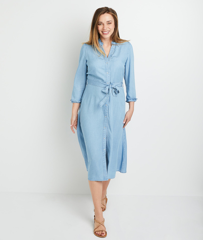 Robe denim chemise longue femme BLEACHED