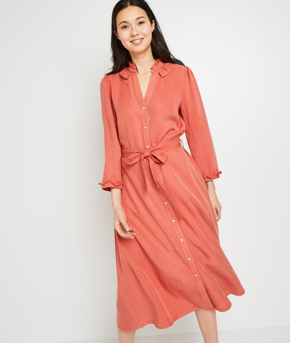 Robe longue chemise femme ROSE