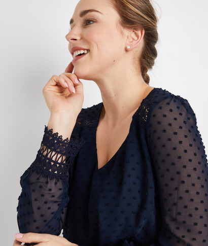 Blouse à plumetis femme MARINE