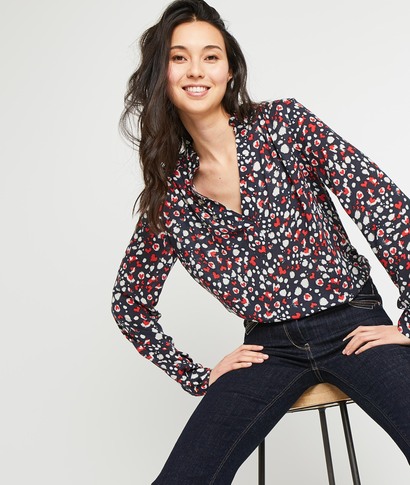 Chemise fluide à imprimé coeur femme MARINE