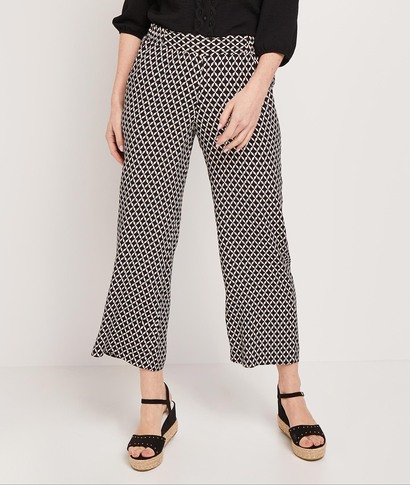 Pantalon large imprimé femme NOIR
