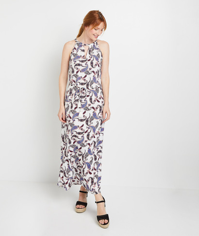 Robe longue imprimée femme ECRU