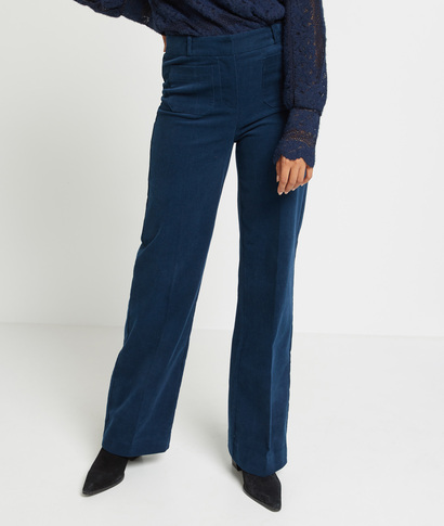 Pantalon en velours femme BLEU