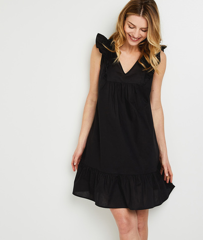 Robe volantée femme NOIR
