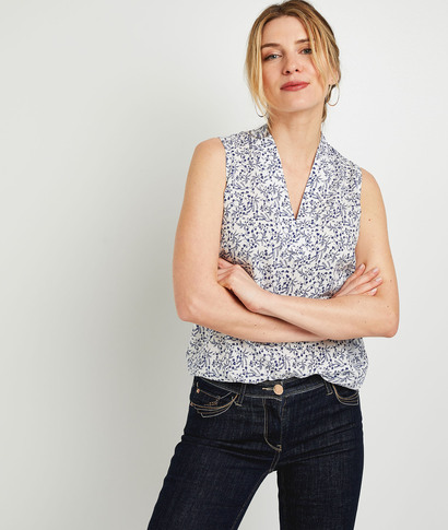 Blouse imprimée femme BLANC CASSE
