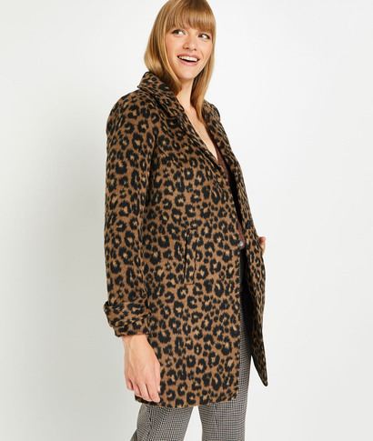 Manteau imprimé léopard femme CAMEL