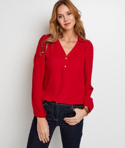 T-shirt bi matière femme ROUGE