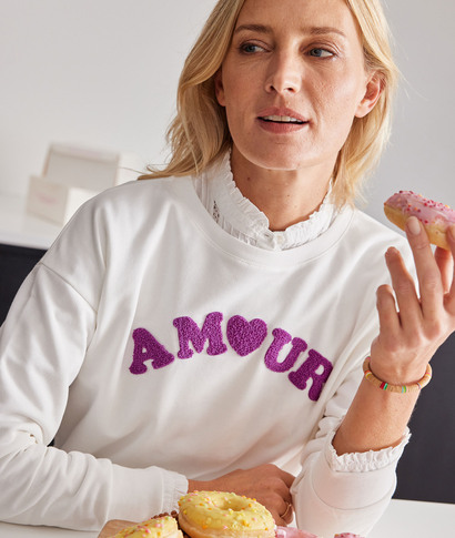 Sweatshirt Amour femme BLANC CASSE