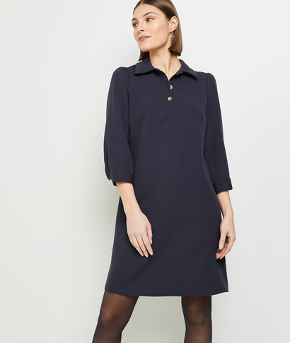 Robe unie col polo femme MARINE