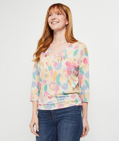 T-shirt imprimé fleurs BEIGE