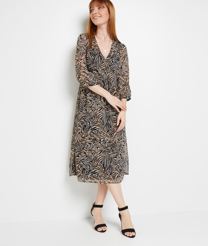 Robe longue imprimée femme NOIR