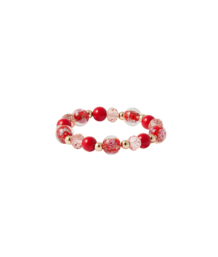 Bracelet élastique perles de verre ROUGE
