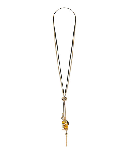 Long collier suédine pampilles NOIR