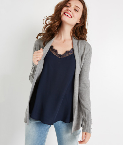 Gilet mi-long ceinturé GRIS