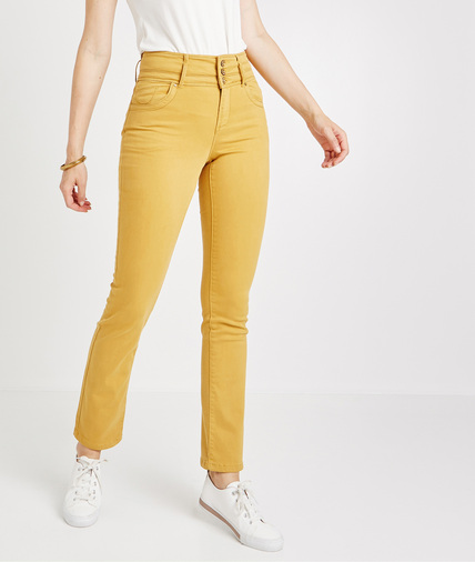 Pantalon droit taille haute de couleur AMBRE