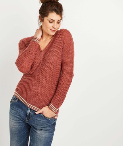 Pull tricot femme ROUGE