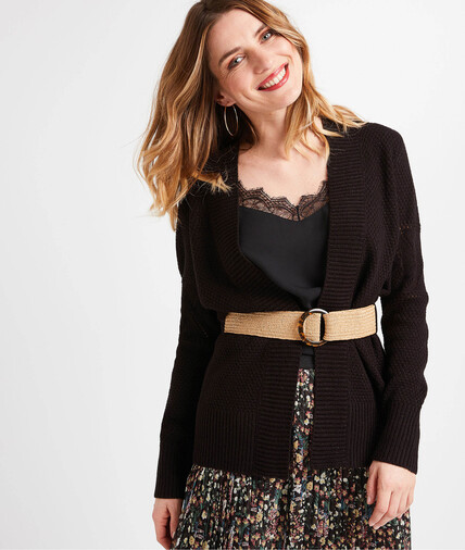 Gilet ajouré noir femme NOIR