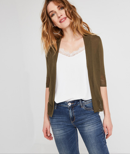 Gilet uni fin femme KAKI