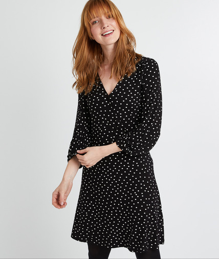 Robe évasée à pois femme NOIR