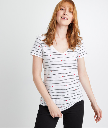 T-shirt en coton imprimé femme BLANC