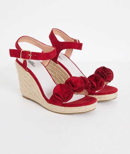 Sandales compensées rouges femme ROUGE