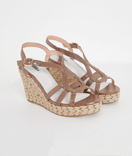 Sandales compensées brillantes femme CUIVRE