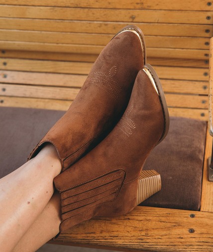 Bottine cow-bow effet daim femme CAMEL