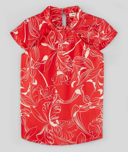 Blouse rouge imprimée femme ROUGE