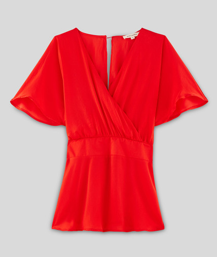 Blouse rouge décolleté dos femme ROUGE