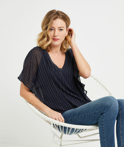 T-shirt voile femme MARINE